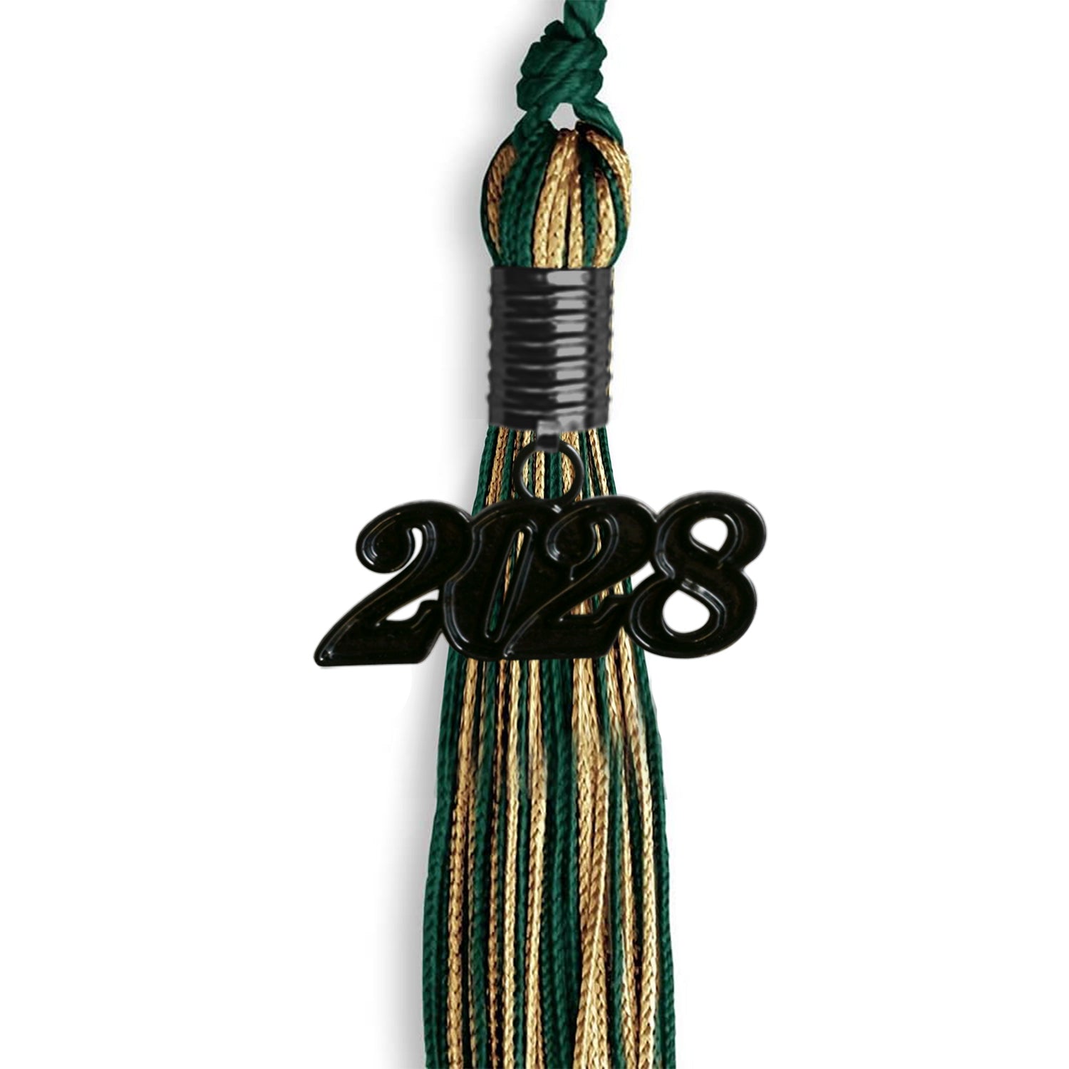 Hunter Green/Antique Gold Mixed Color Graduation Tassel with Black Date Drop - Endea Graduation