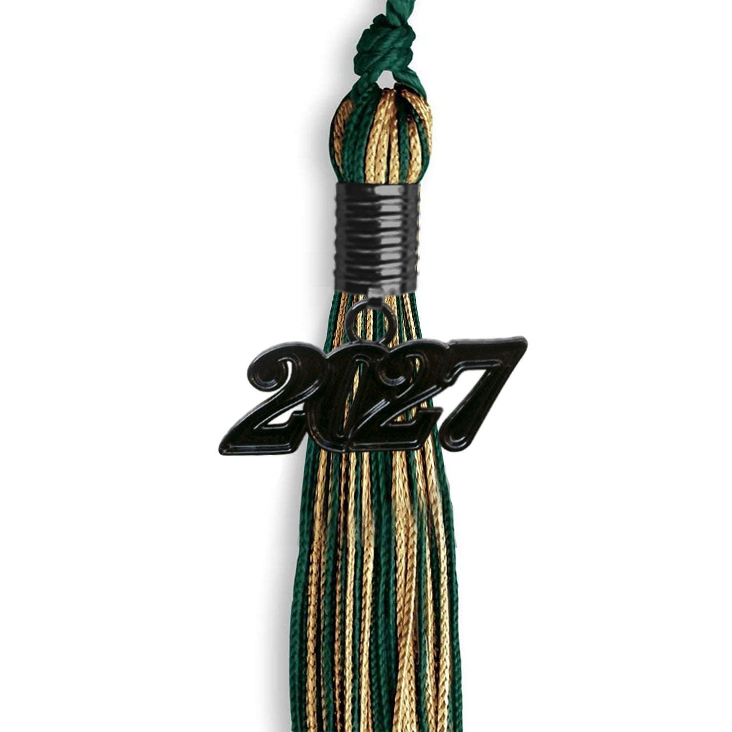 Hunter Green/Antique Gold Mixed Color Graduation Tassel with Black Date Drop - Endea Graduation