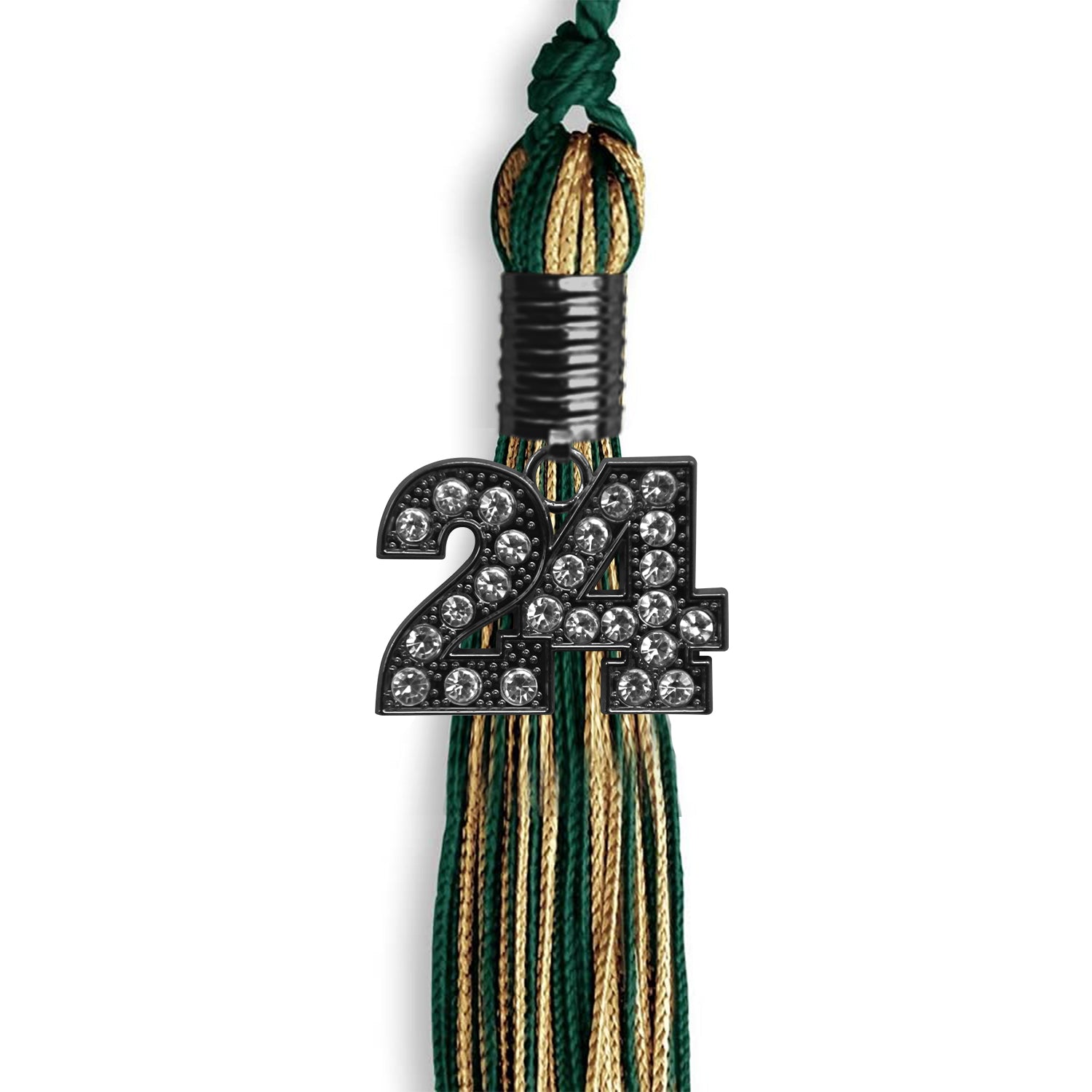 Hunter Green/Antique Gold Mixed Color Graduation Tassel with Black Date Drop - Endea Graduation