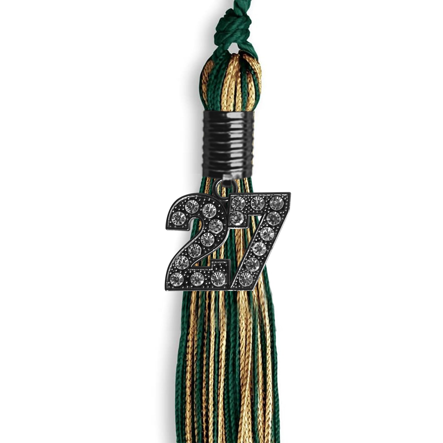 Hunter Green/Antique Gold Mixed Color Graduation Tassel with Black Date Drop - Endea Graduation