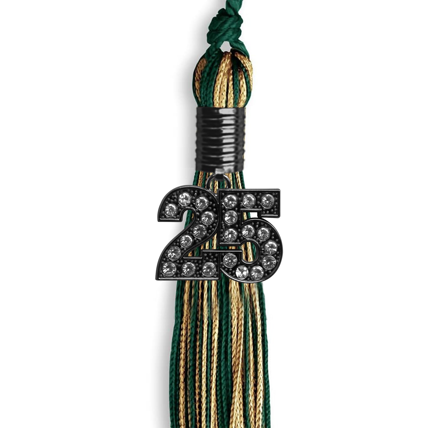 Hunter Green/Antique Gold Mixed Color Graduation Tassel with Black Date Drop - Endea Graduation