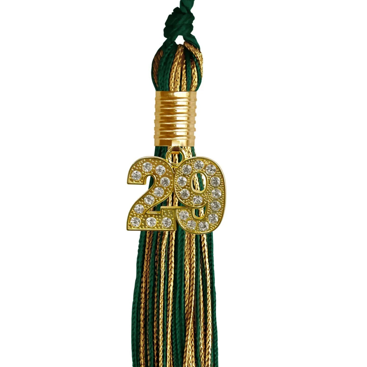 Hunter Green/Antique Gold Mixed Color Graduation Tassel with Gold Bling Charm - Endea Graduation