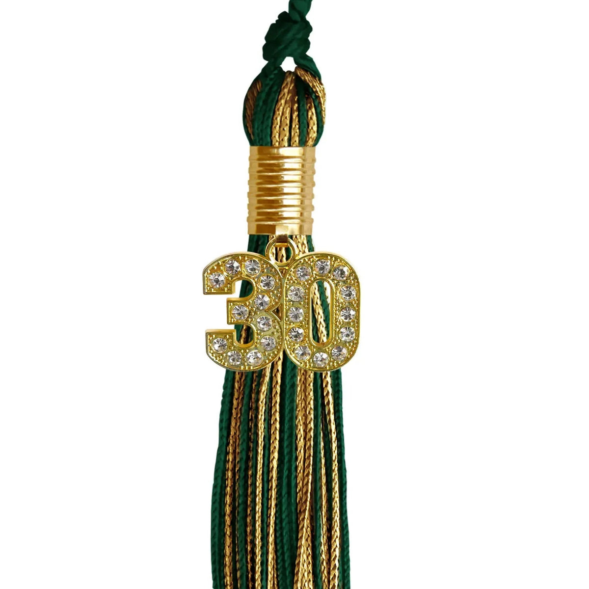 Hunter Green/Antique Gold Mixed Color Graduation Tassel with Gold Bling Charm - Endea Graduation