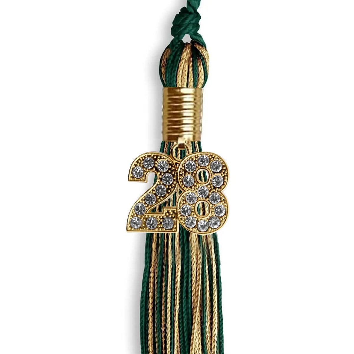 Hunter Green/Antique Gold Mixed Color Graduation Tassel with Gold Bling Charm - Endea Graduation