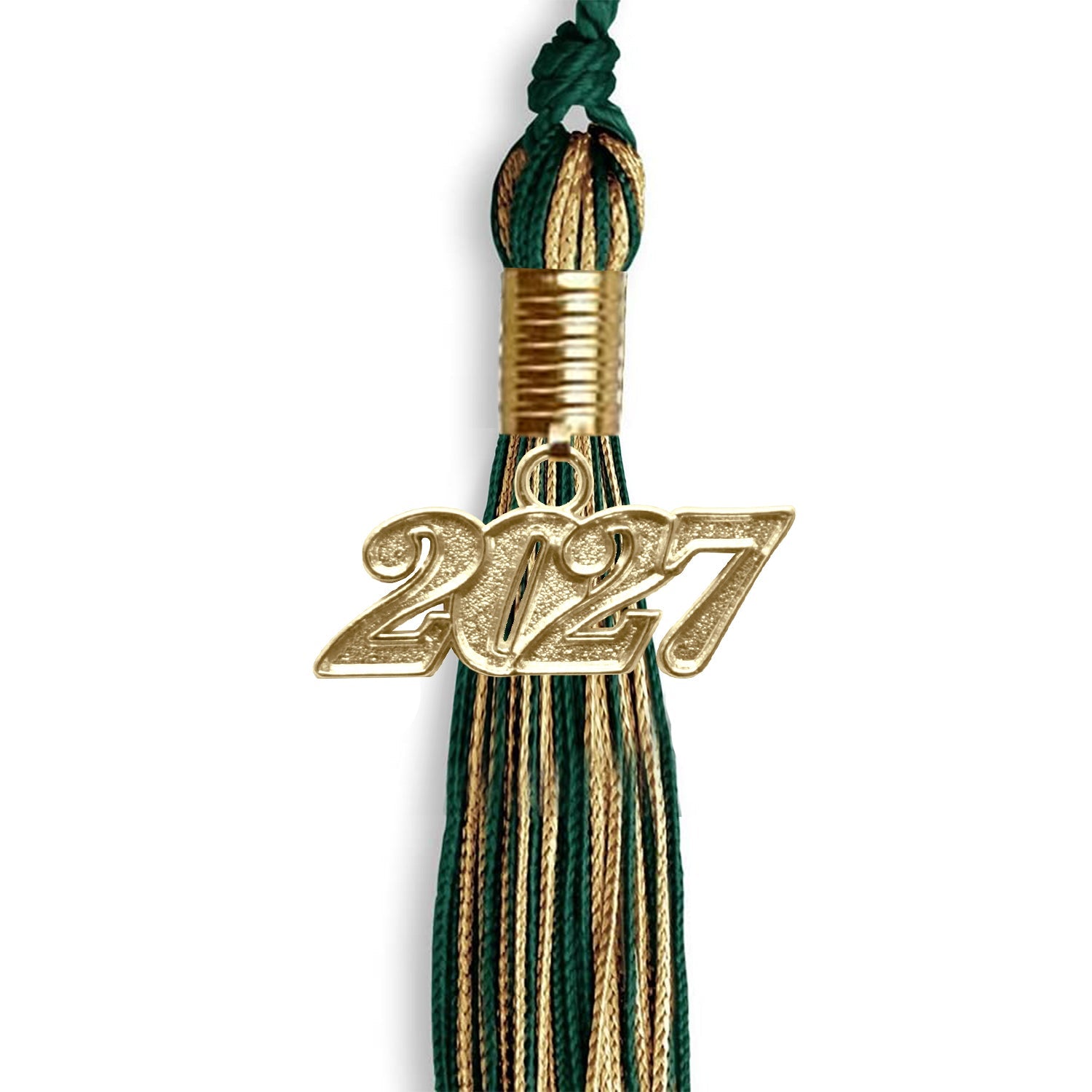 Hunter Green/Antique Gold Mixed Color Graduation Tassel with Gold Date Drop - Endea Graduation