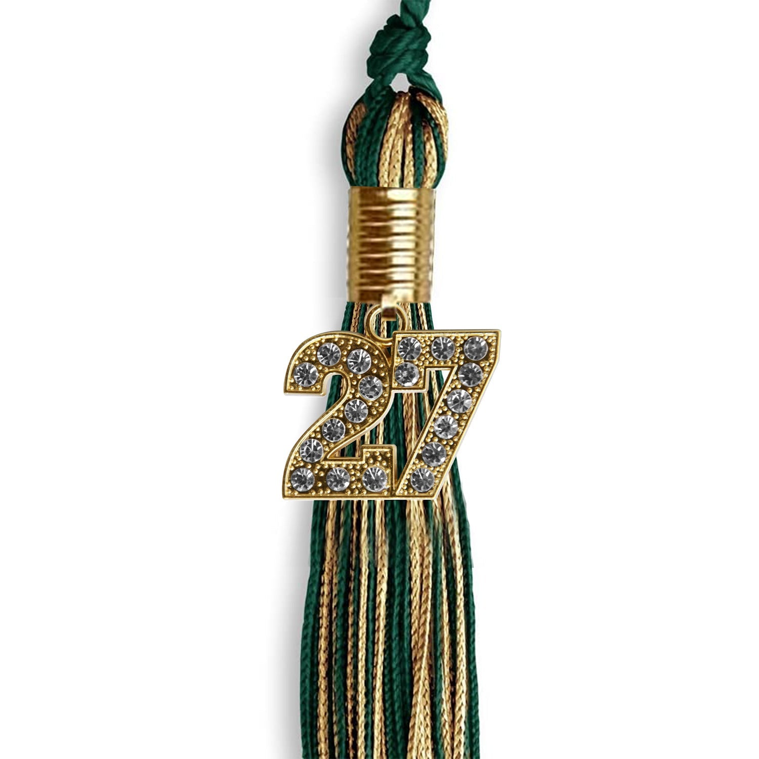 Hunter Green/Antique Gold Mixed Color Graduation Tassel with Gold Date Drop - Endea Graduation