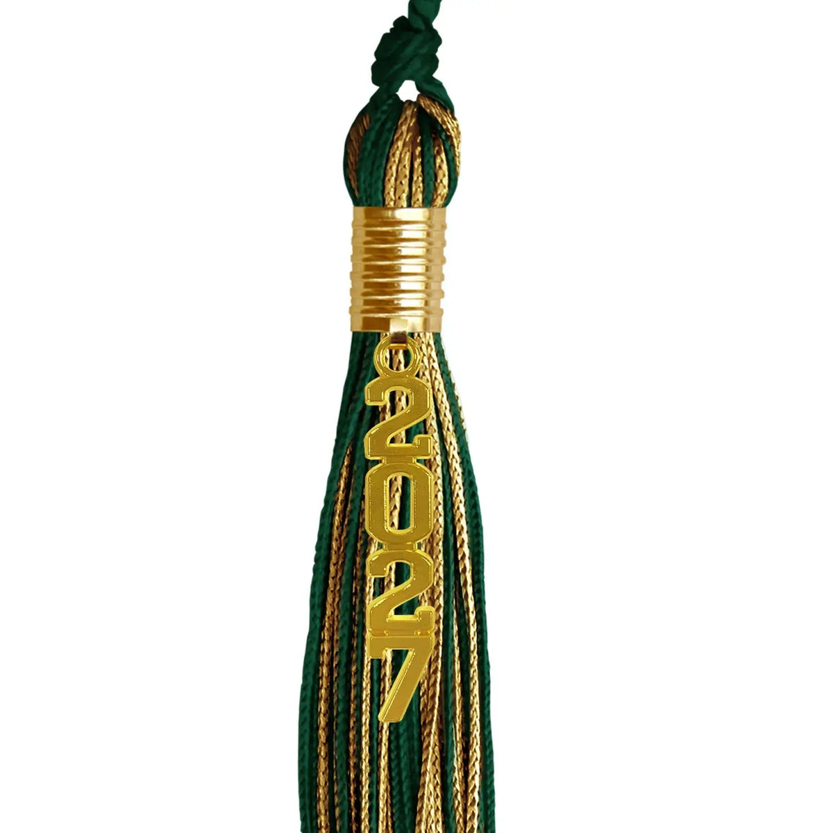 Hunter Green/Antique Gold Mixed Color Graduation Tassel with Gold Stacked Date Drop - Endea Graduation