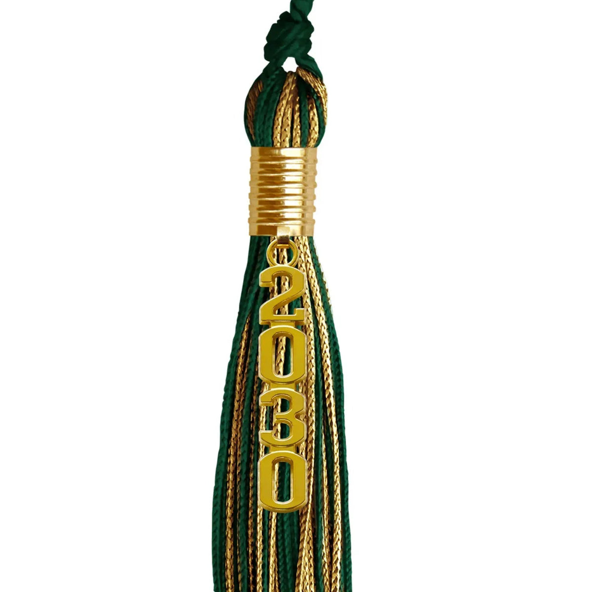 Hunter Green/Antique Gold Mixed Color Graduation Tassel with Gold Stacked Date Drop - Endea Graduation