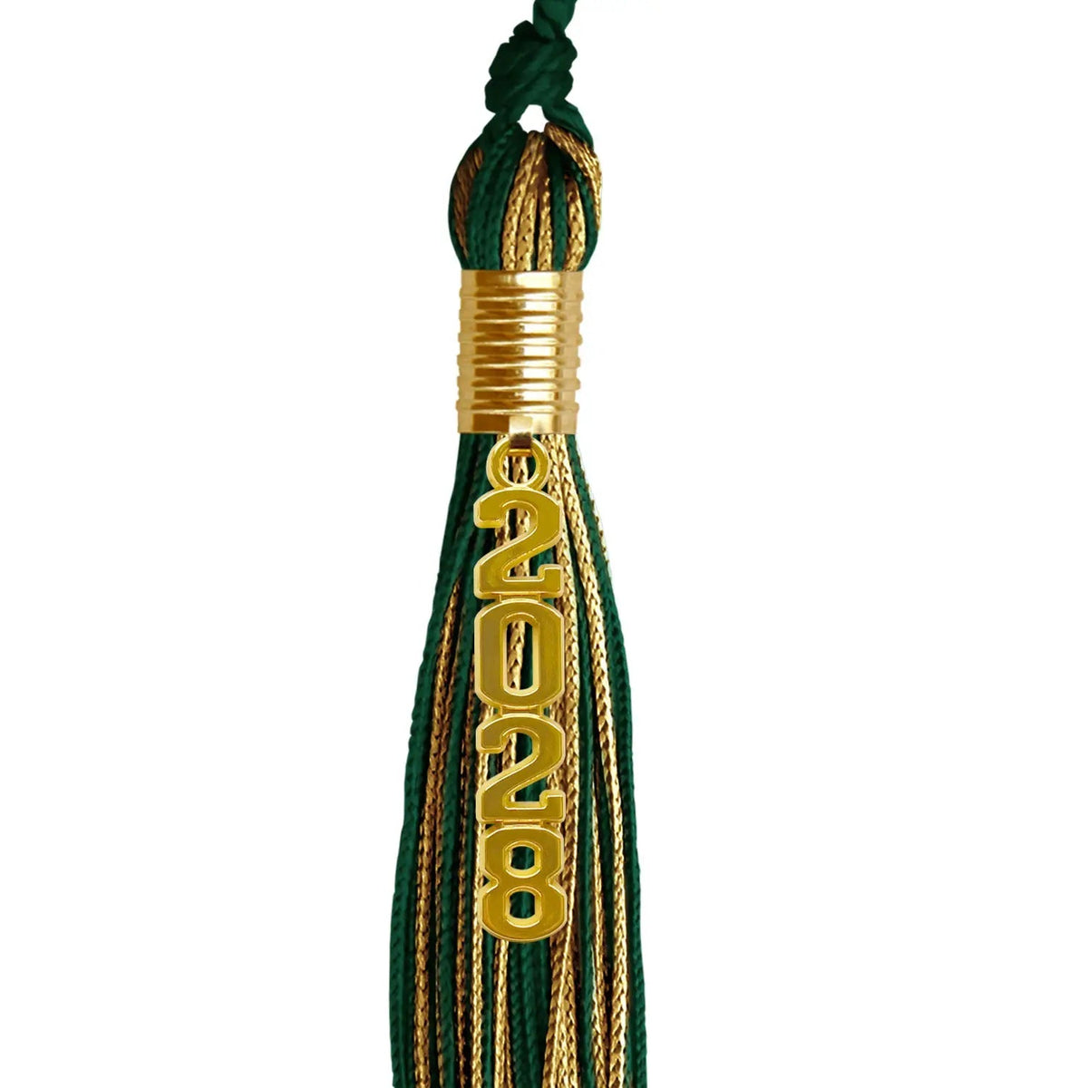 Hunter Green/Antique Gold Mixed Color Graduation Tassel with Gold Stacked Date Drop - Endea Graduation