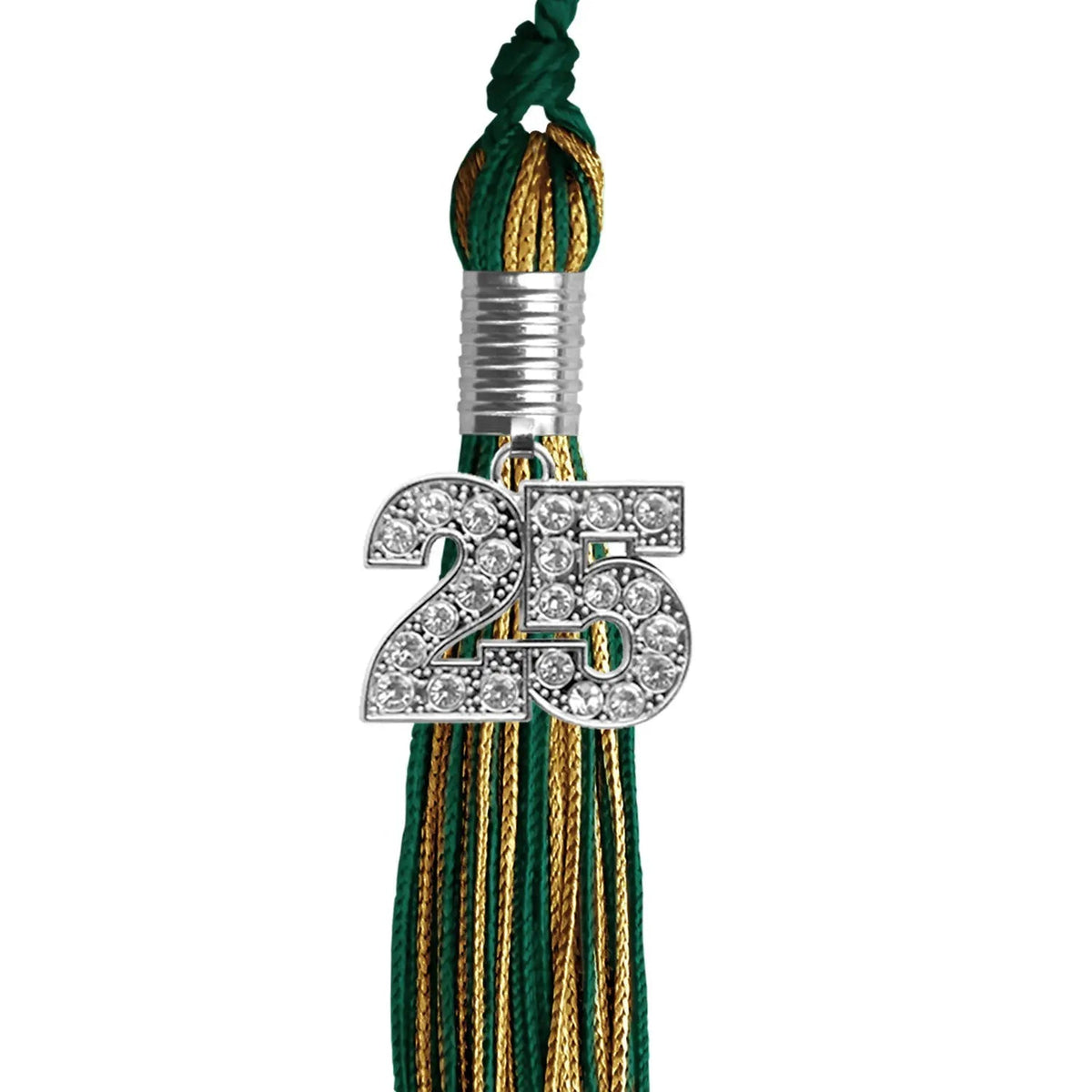 Hunter Green/Antique Gold Mixed Color Graduation Tassel with Silver Bling Charm - Endea Graduation