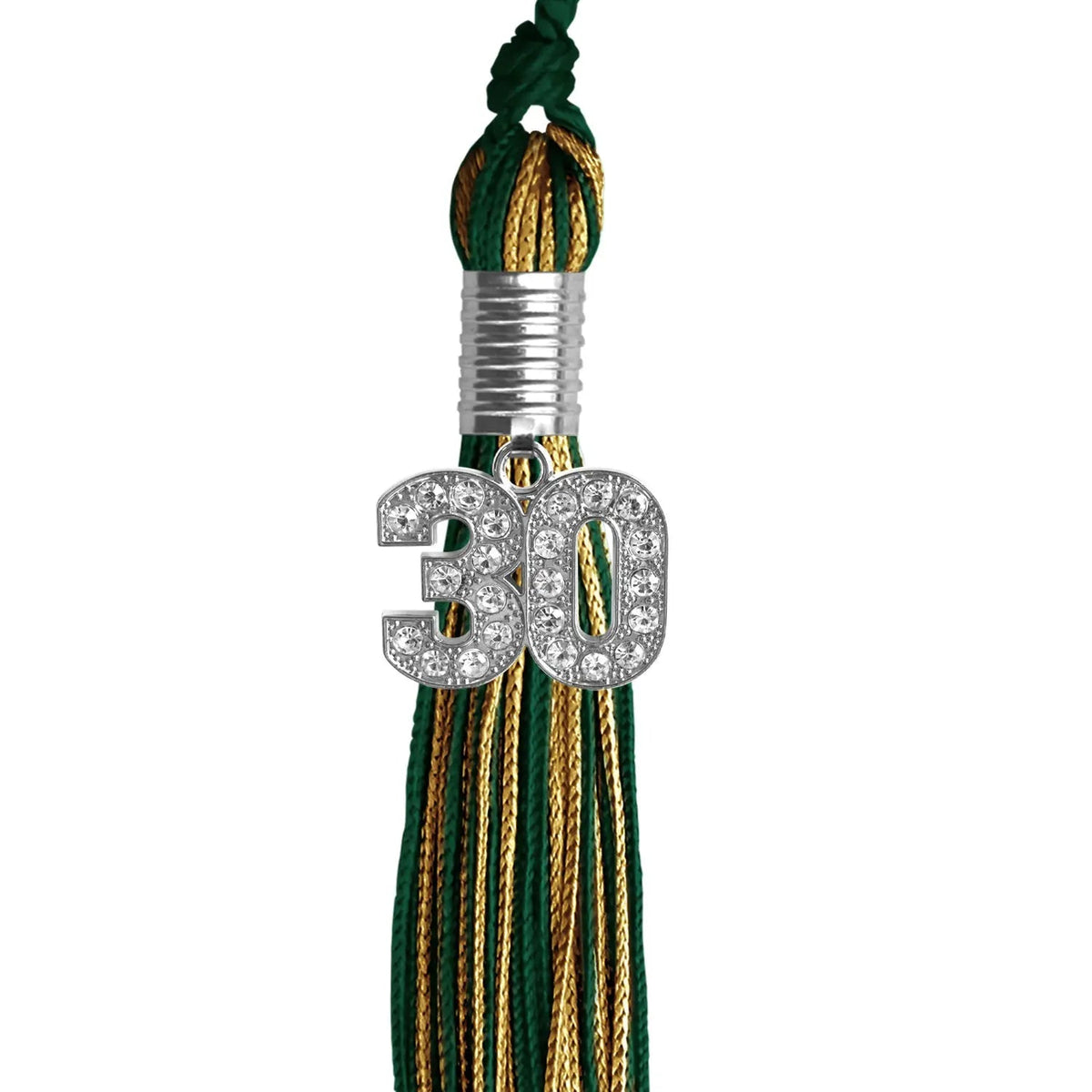 Hunter Green/Antique Gold Mixed Color Graduation Tassel with Silver Bling Charm - Endea Graduation