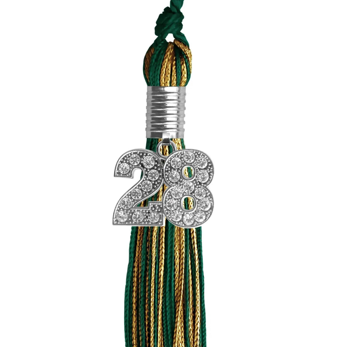 Hunter Green/Antique Gold Mixed Color Graduation Tassel with Silver Bling Charm - Endea Graduation