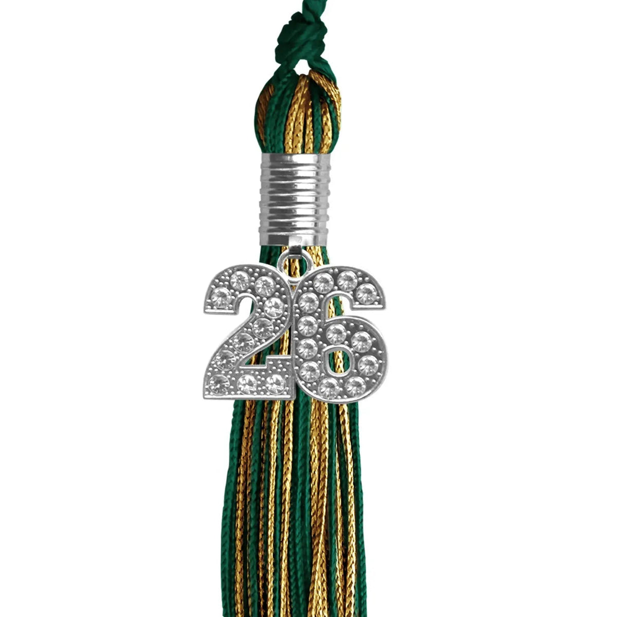 Hunter Green/Antique Gold Mixed Color Graduation Tassel with Silver Bling Charm - Endea Graduation