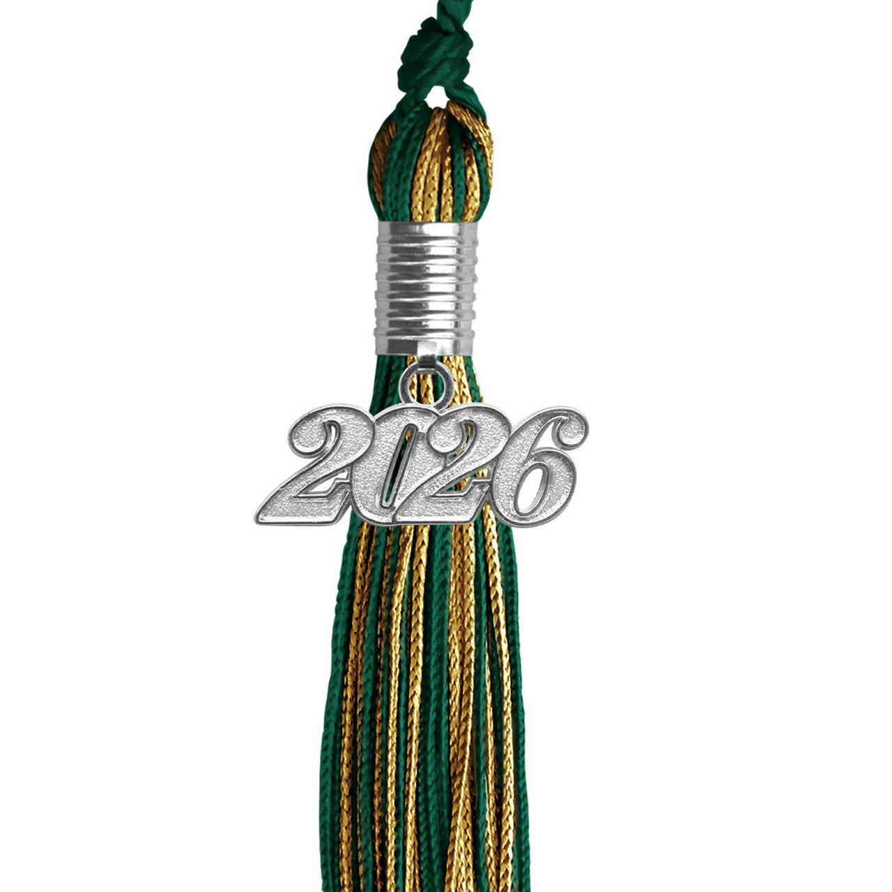Hunter Green/Antique Gold Mixed Color Graduation Tassel with Silver Date Drop - Endea Graduation