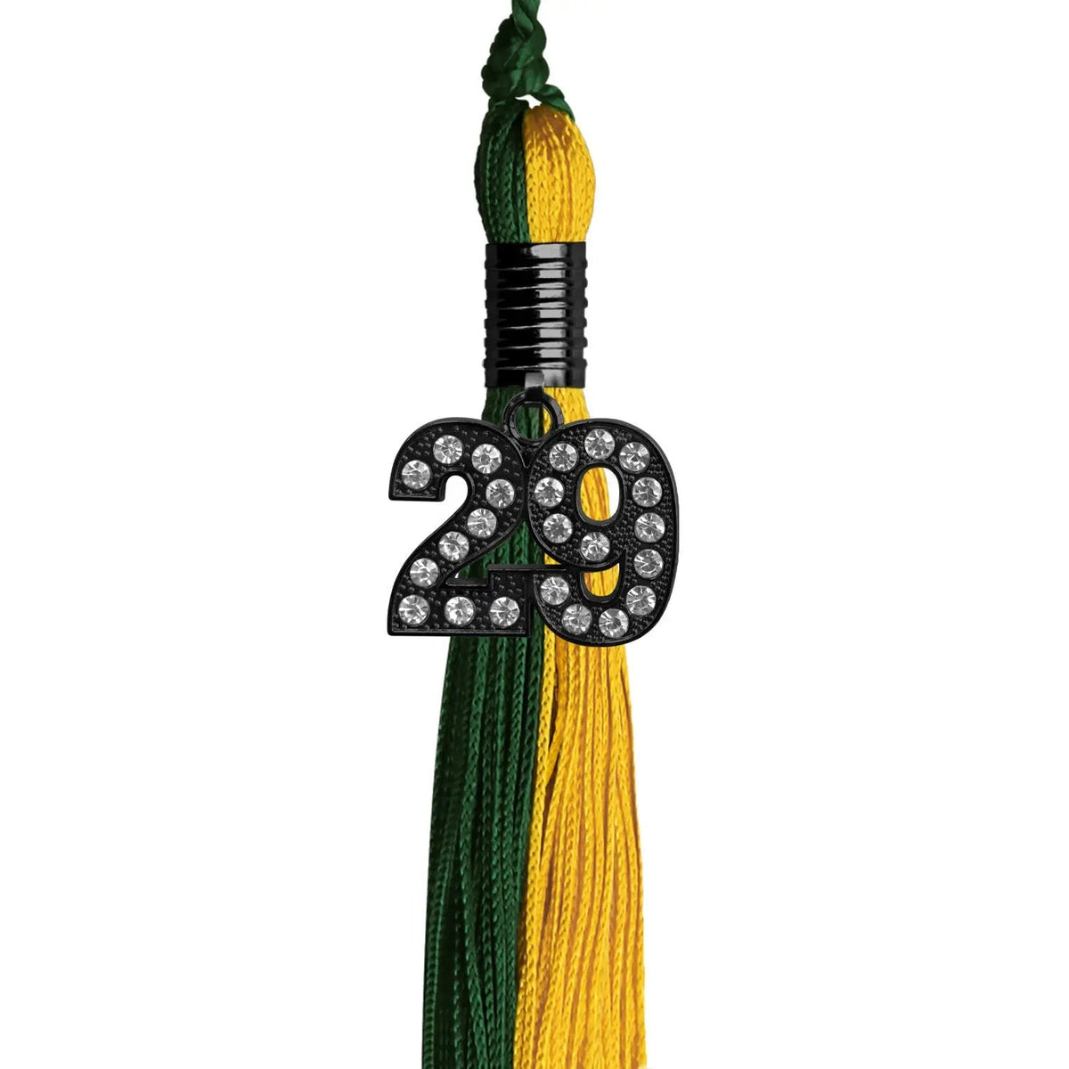 Hunter Green/Gold Graduation Tassel with Black Bling Charm - Endea Graduation