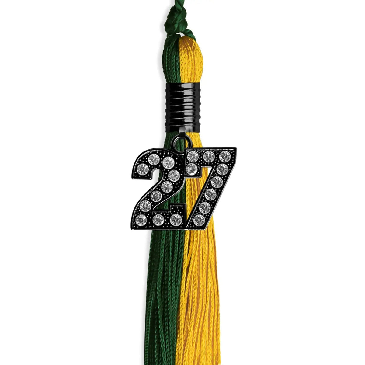 Hunter Green/Gold Graduation Tassel with Black Bling Charm - Endea Graduation