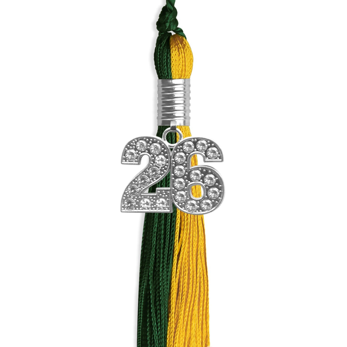 Hunter Green/Gold Graduation Tassel with Silver Bling Charm - Endea Graduation