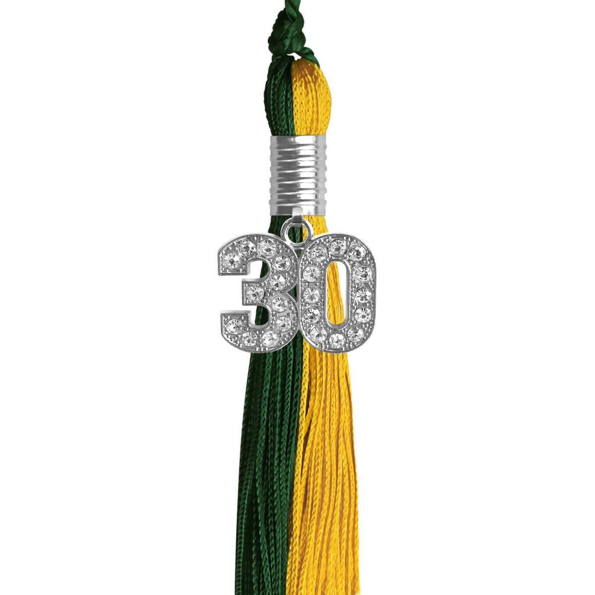 Hunter Green/Gold Graduation Tassel with Silver Bling Charm - Endea Graduation