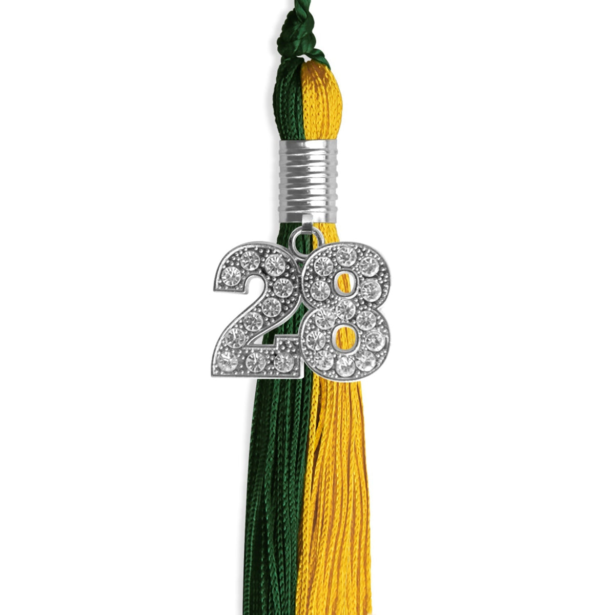 Hunter Green/Gold Graduation Tassel with Silver Bling Charm - Endea Graduation