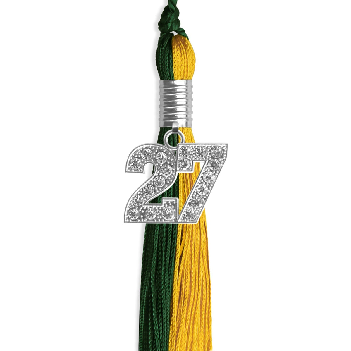 Hunter Green/Gold Graduation Tassel with Silver Bling Charm - Endea Graduation