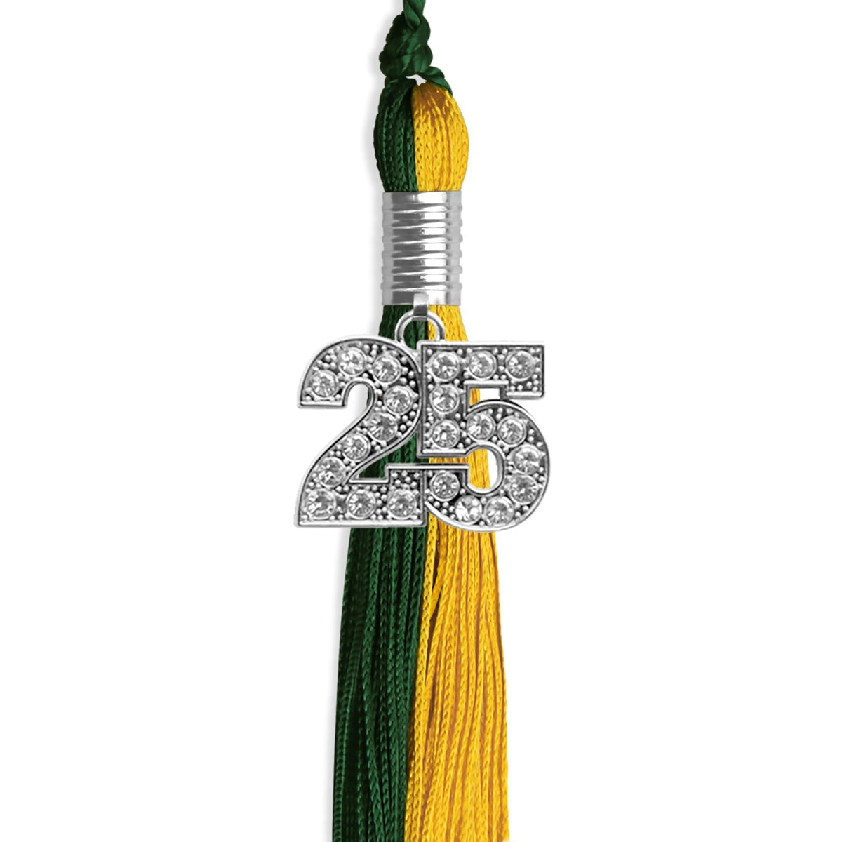 Hunter Green/Gold Graduation Tassel with Silver Bling Charm - Endea Graduation
