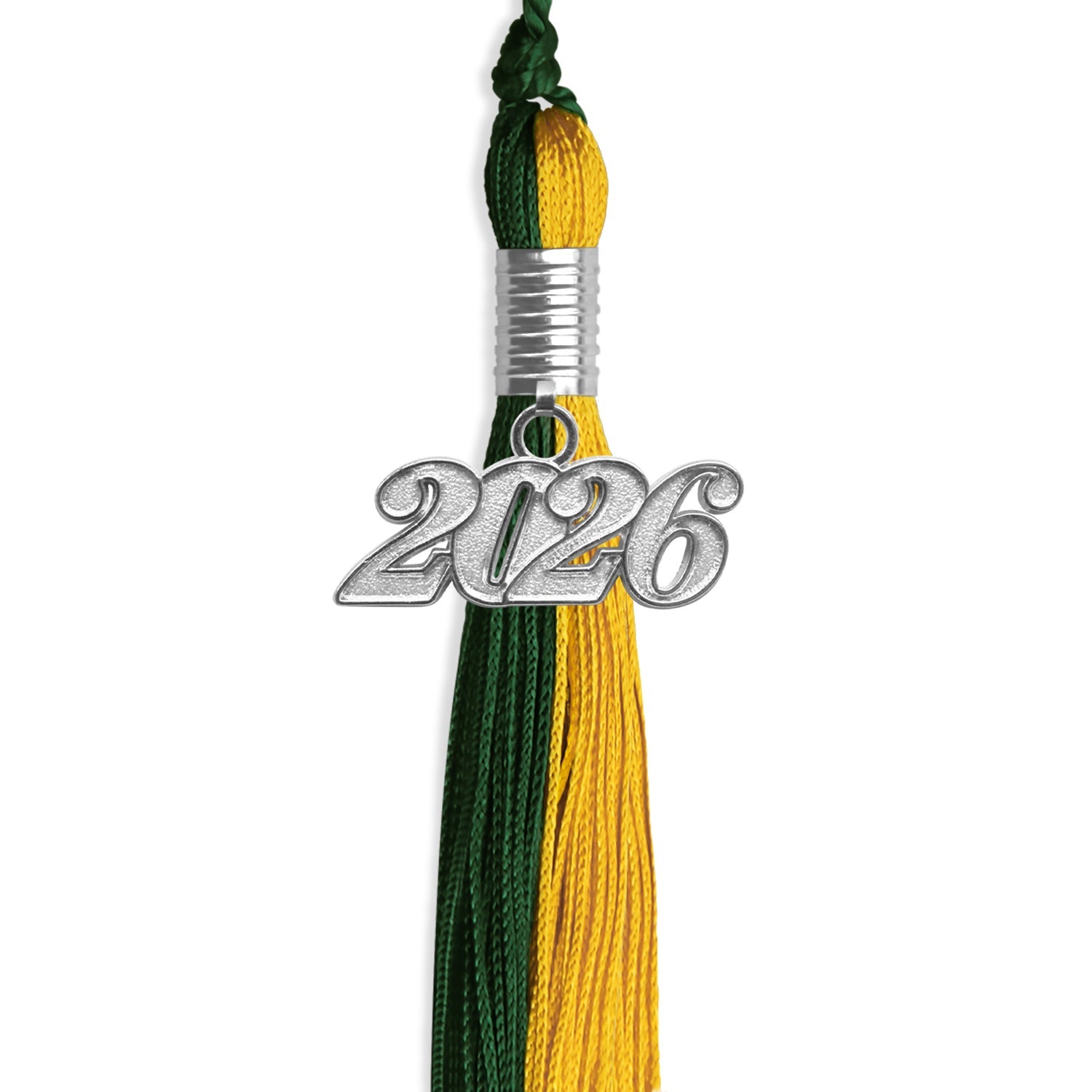 Hunter Green/Gold Graduation Tassel with Silver Date Drop - Endea Graduation