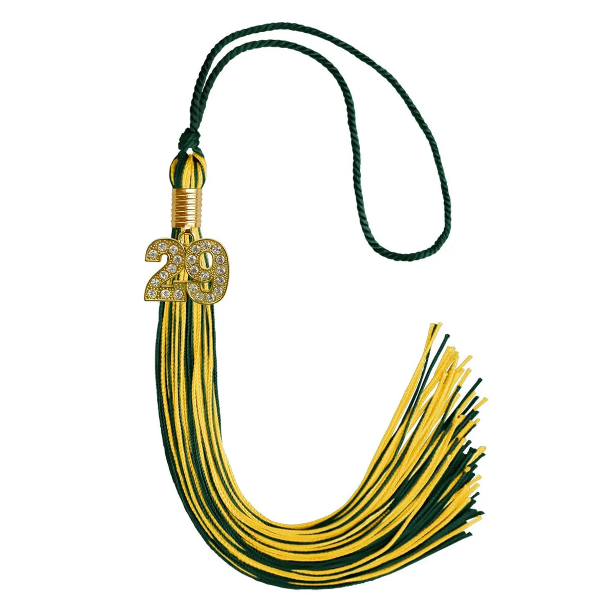 Hunter Green/Gold Mixed Color Graduation Tassel with Gold Bling Charm - Endea Graduation