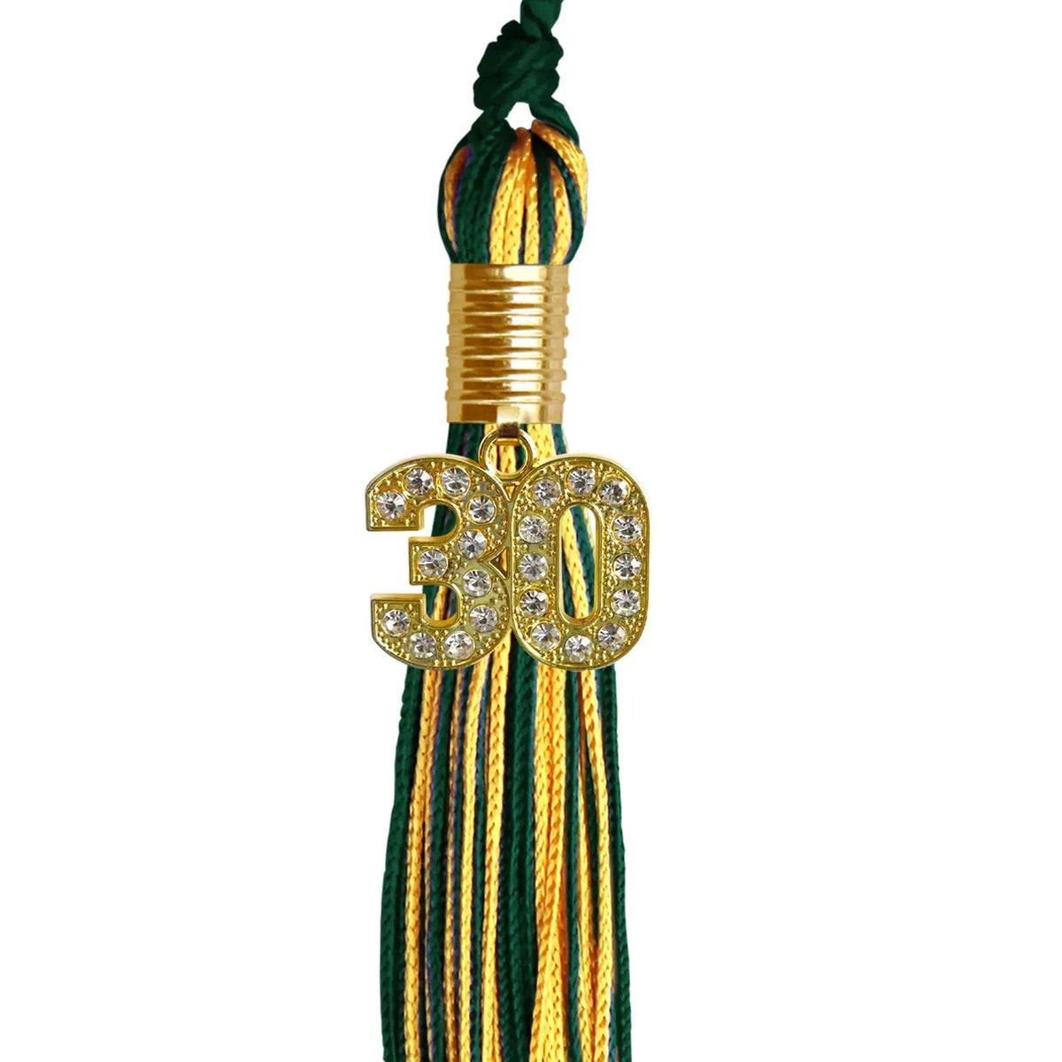 Hunter Green/Gold Mixed Color Graduation Tassel with Gold Bling Charm - Endea Graduation
