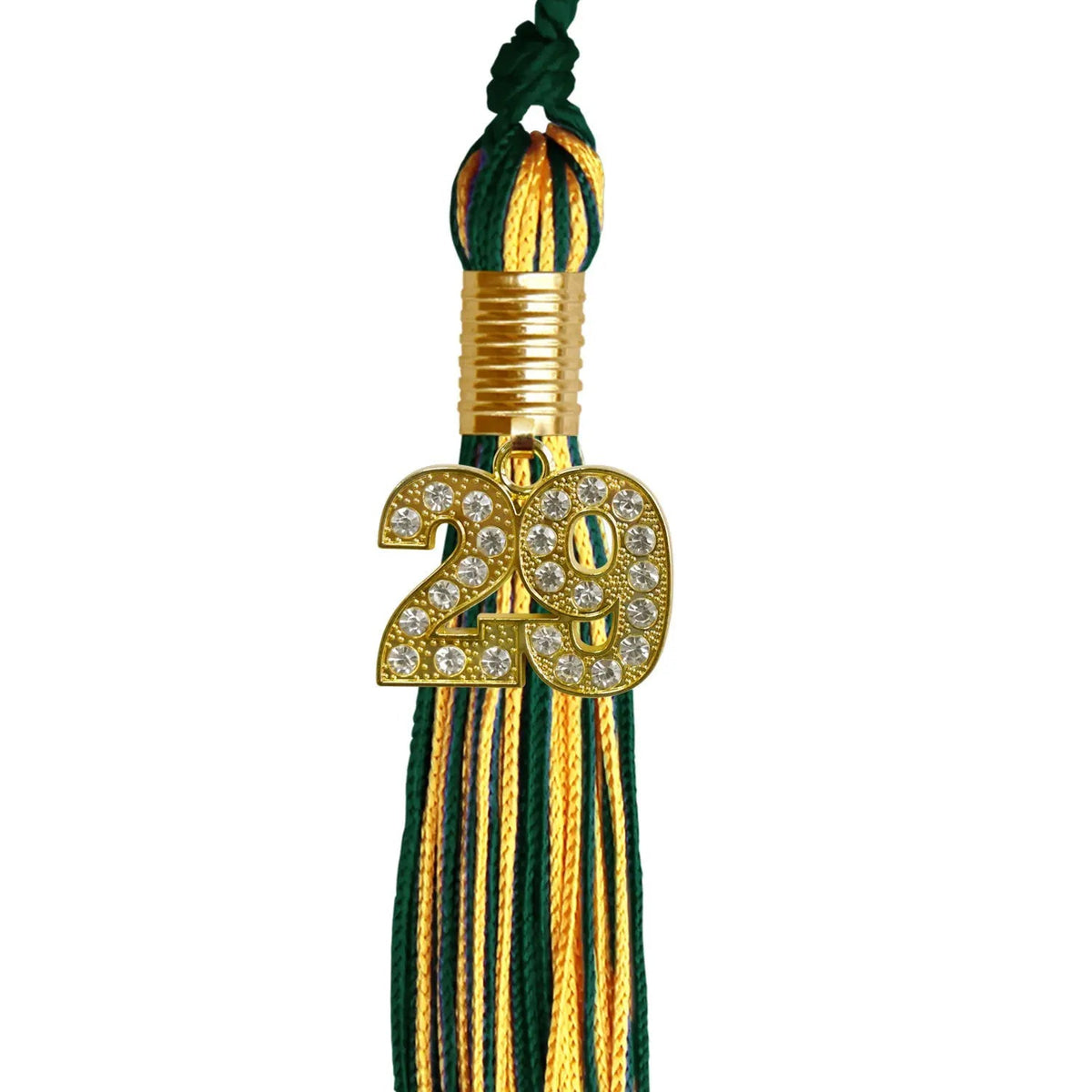 Hunter Green/Gold Mixed Color Graduation Tassel with Gold Bling Charm - Endea Graduation