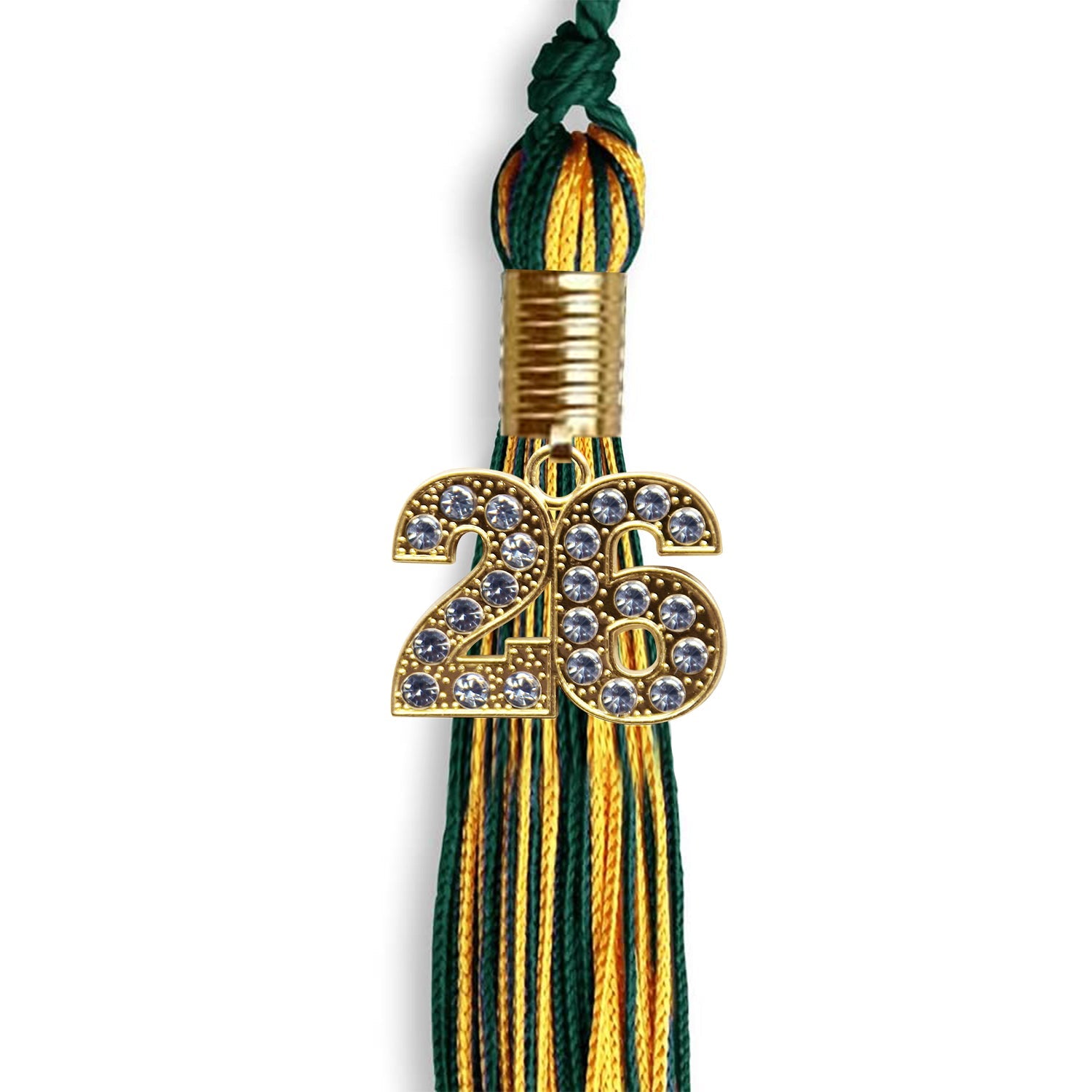 Hunter Green/Gold Mixed Color Graduation Tassel with Gold Date Drop - Endea Graduation