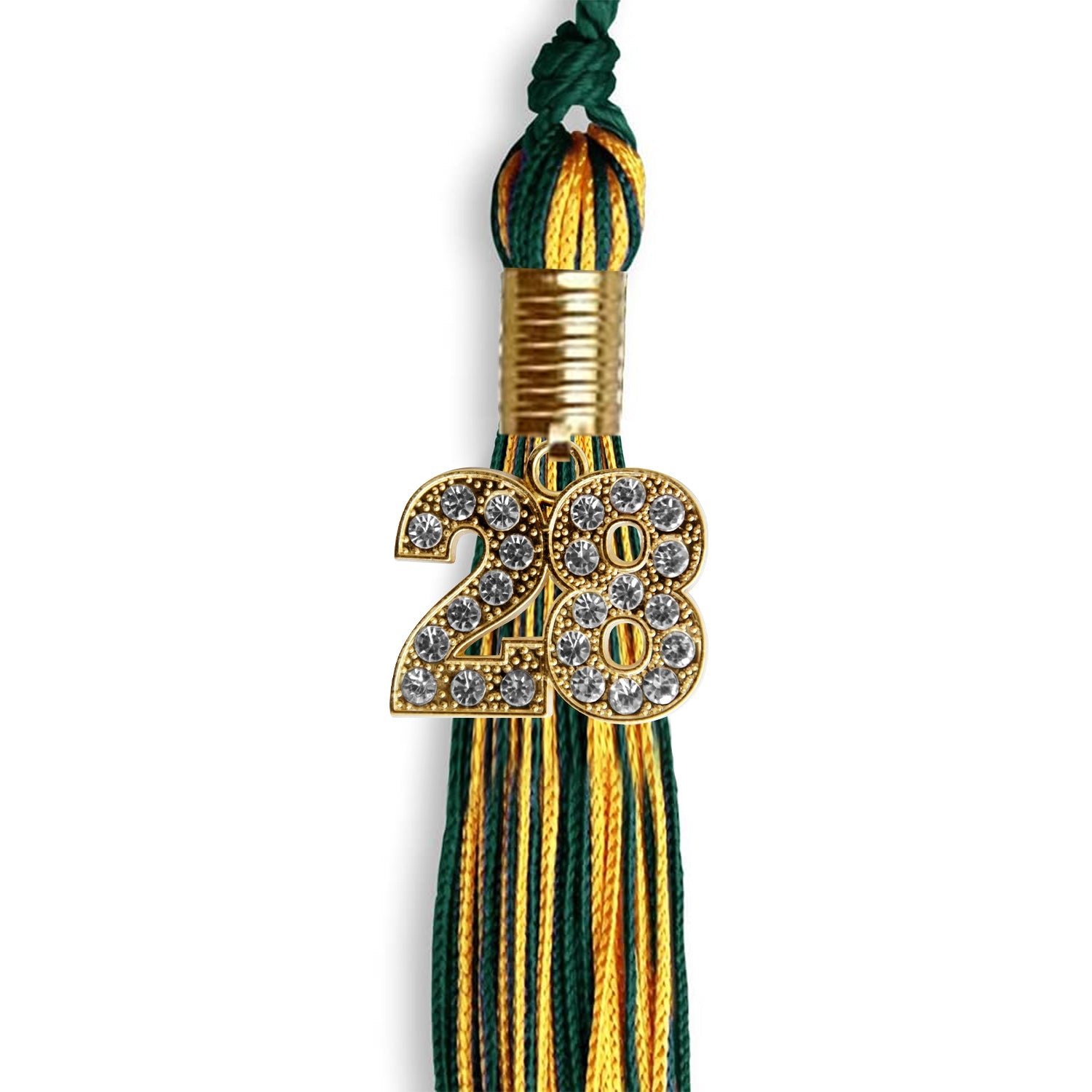 Hunter Green/Gold Mixed Color Graduation Tassel with Gold Date Drop - Endea Graduation