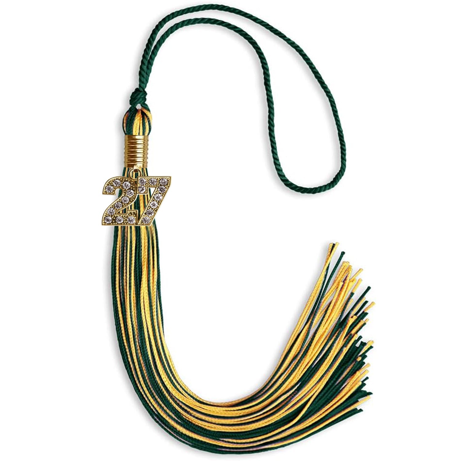 Hunter Green/Gold Mixed Color Graduation Tassel with Gold Date Drop - Endea Graduation