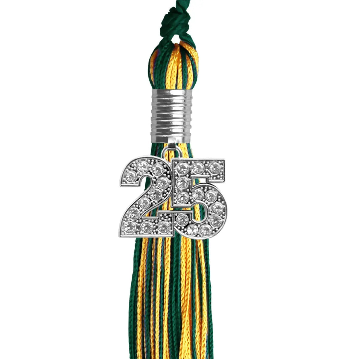 Hunter Green/Gold Mixed Color Graduation Tassel with Silver Bling Charm - Endea Graduation