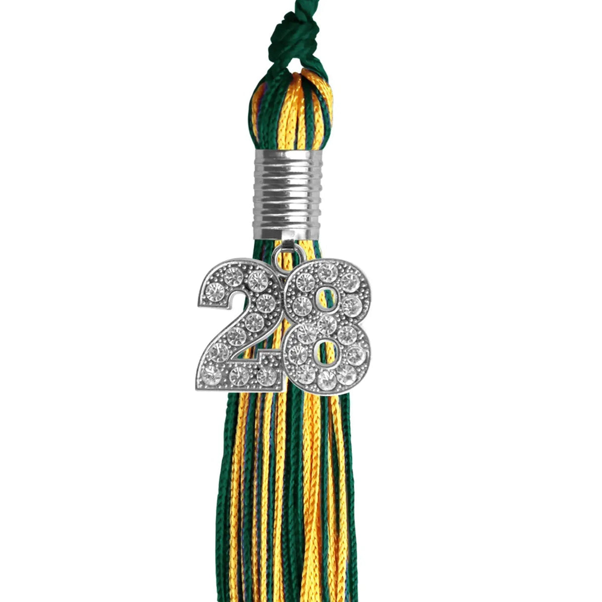 Hunter Green/Gold Mixed Color Graduation Tassel with Silver Bling Charm - Endea Graduation