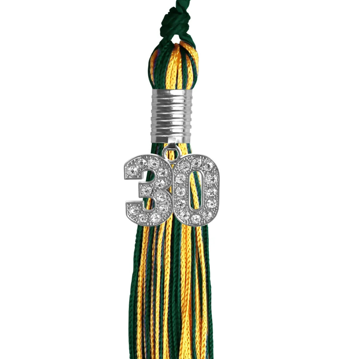 Hunter Green/Gold Mixed Color Graduation Tassel with Silver Bling Charm - Endea Graduation