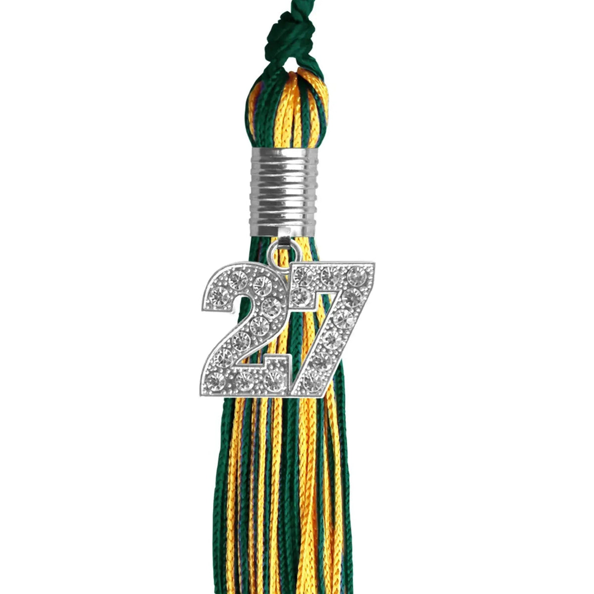 Hunter Green/Gold Mixed Color Graduation Tassel with Silver Bling Charm - Endea Graduation