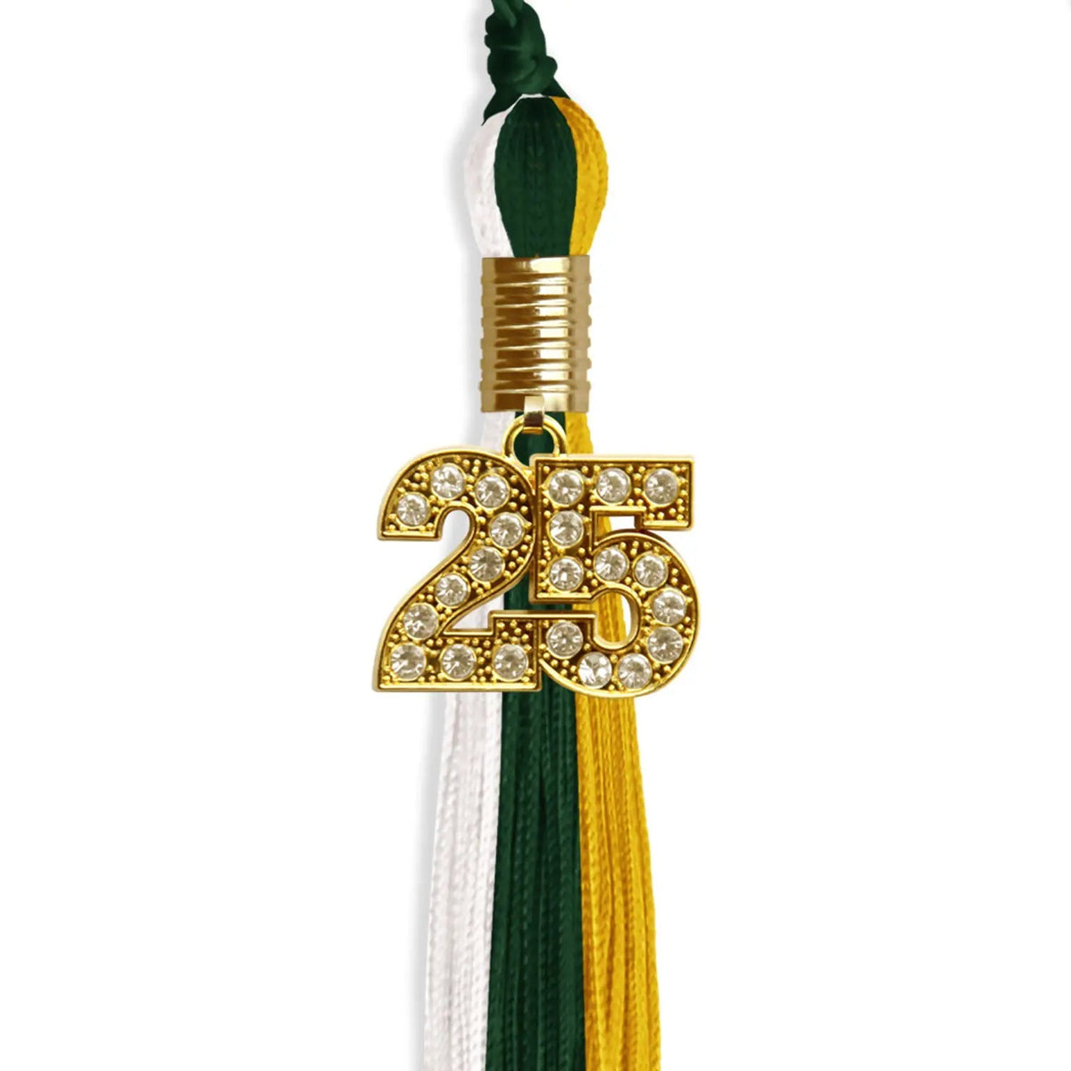Hunter Green/Gold/White Graduation Tassel with Gold Bling Charm - Endea Graduation