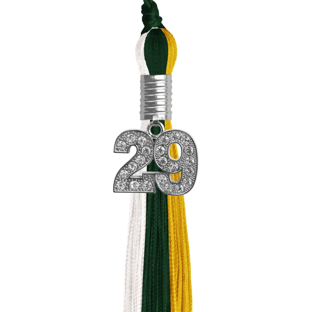 Hunter Green/Gold/White Graduation Tassel with Silver Bling Charm - Endea Graduation