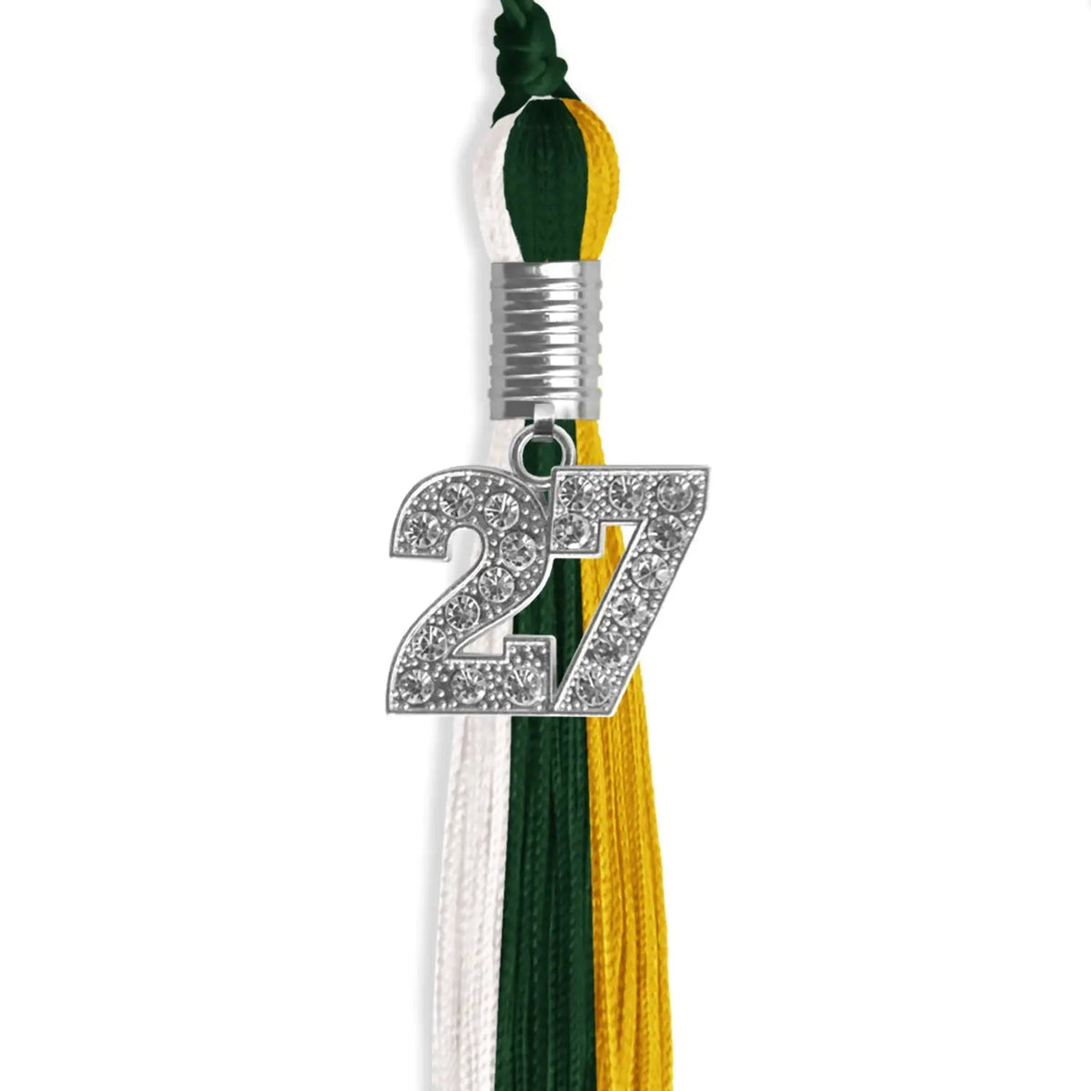 Hunter Green/Gold/White Graduation Tassel with Silver Bling Charm - Endea Graduation
