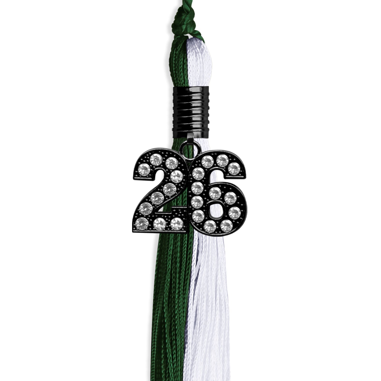 Hunter Green/White Graduation Tassel with Black Date Drop - Endea Graduation