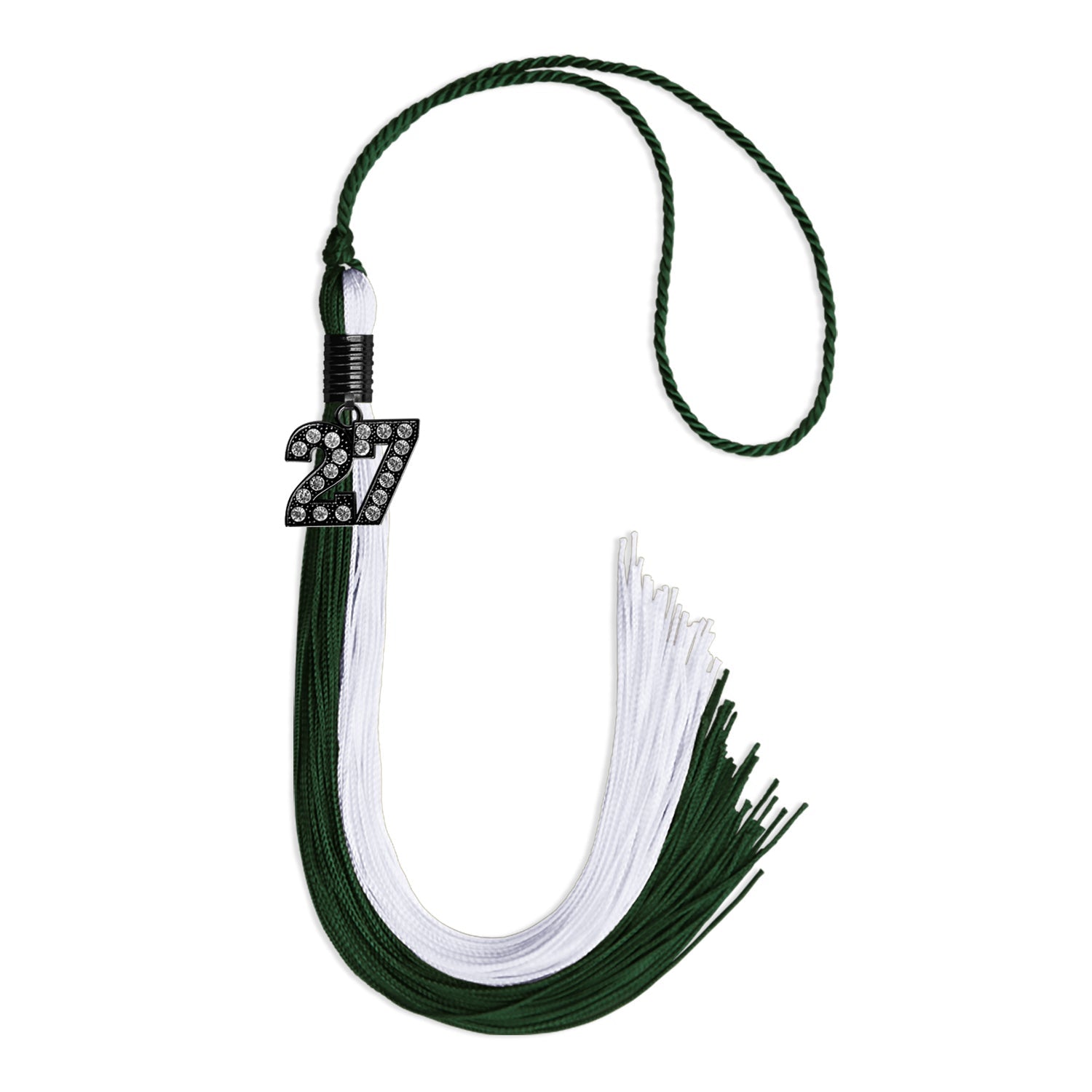 Hunter Green/White Graduation Tassel with Black Date Drop - Endea Graduation