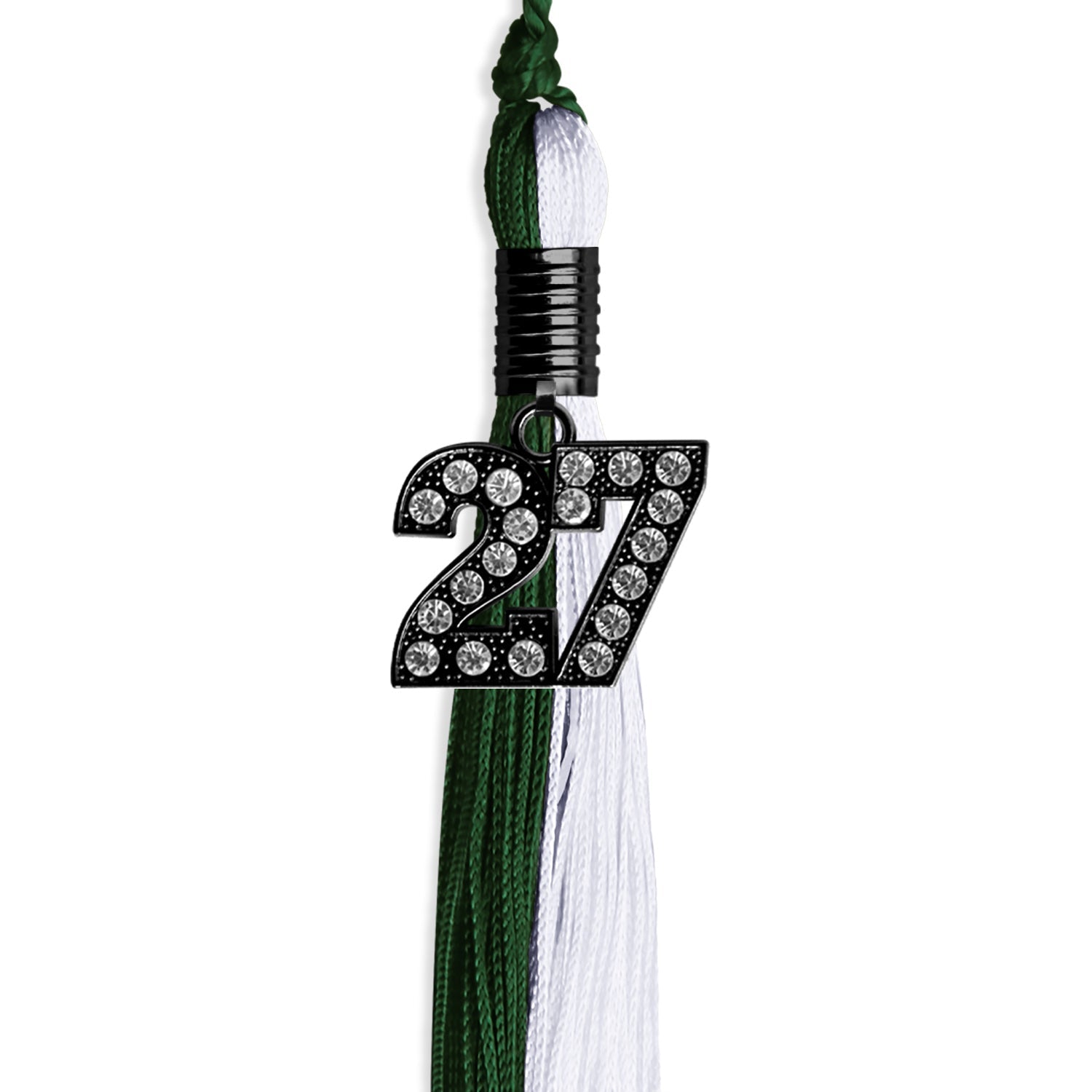 Hunter Green/White Graduation Tassel with Black Date Drop - Endea Graduation