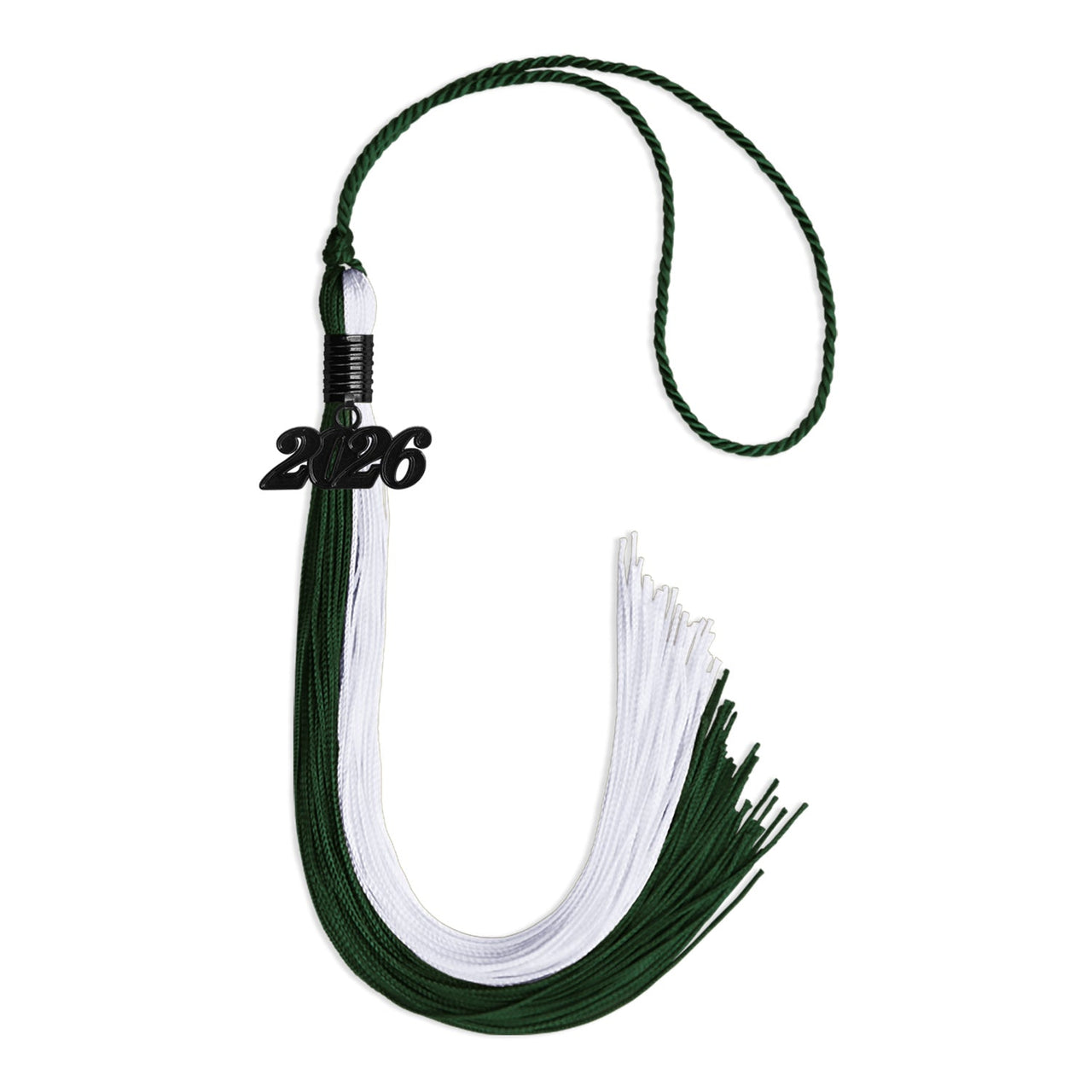 Hunter Green/White Graduation Tassel with Black Date Drop - Endea Graduation