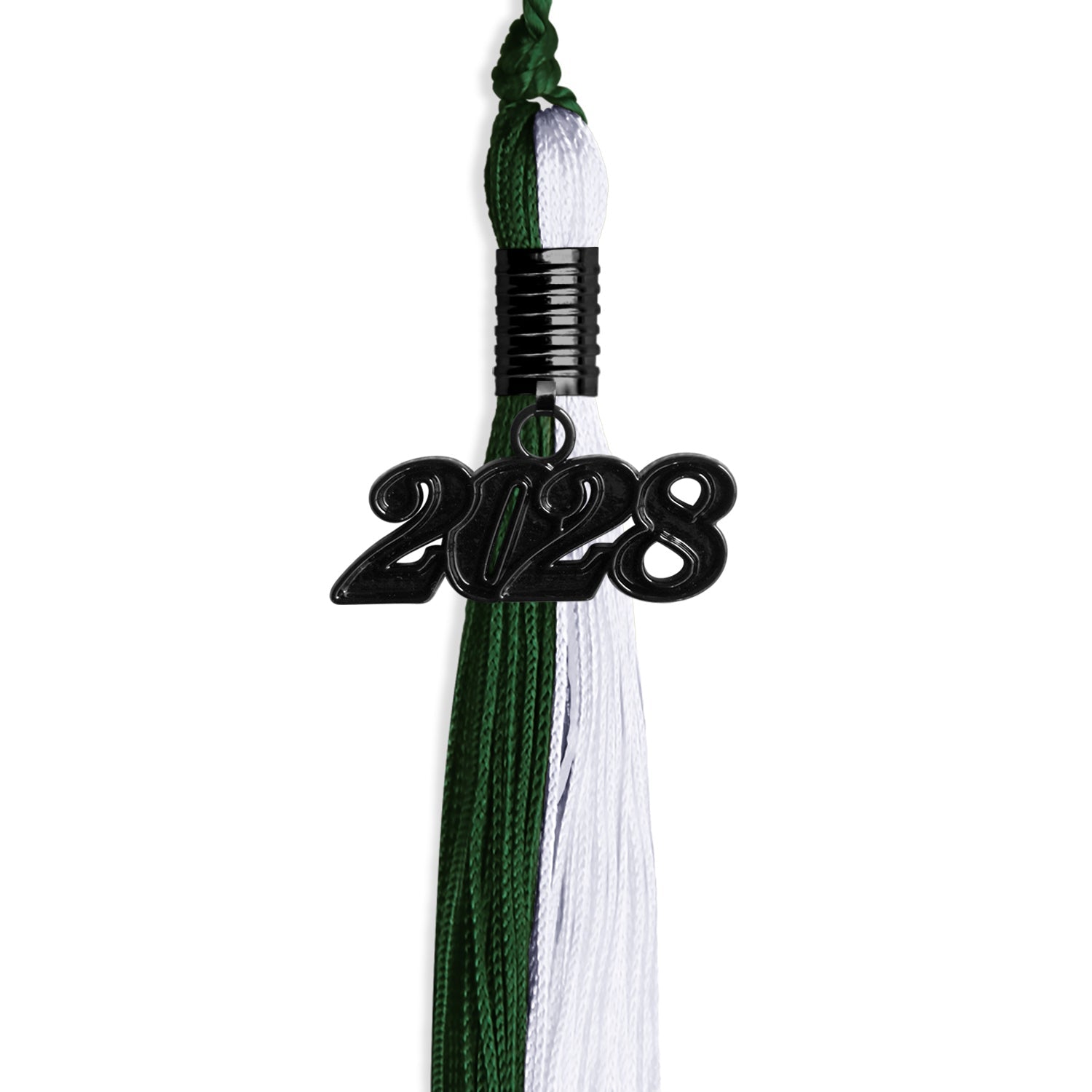 Hunter Green/White Graduation Tassel with Black Date Drop - Endea Graduation