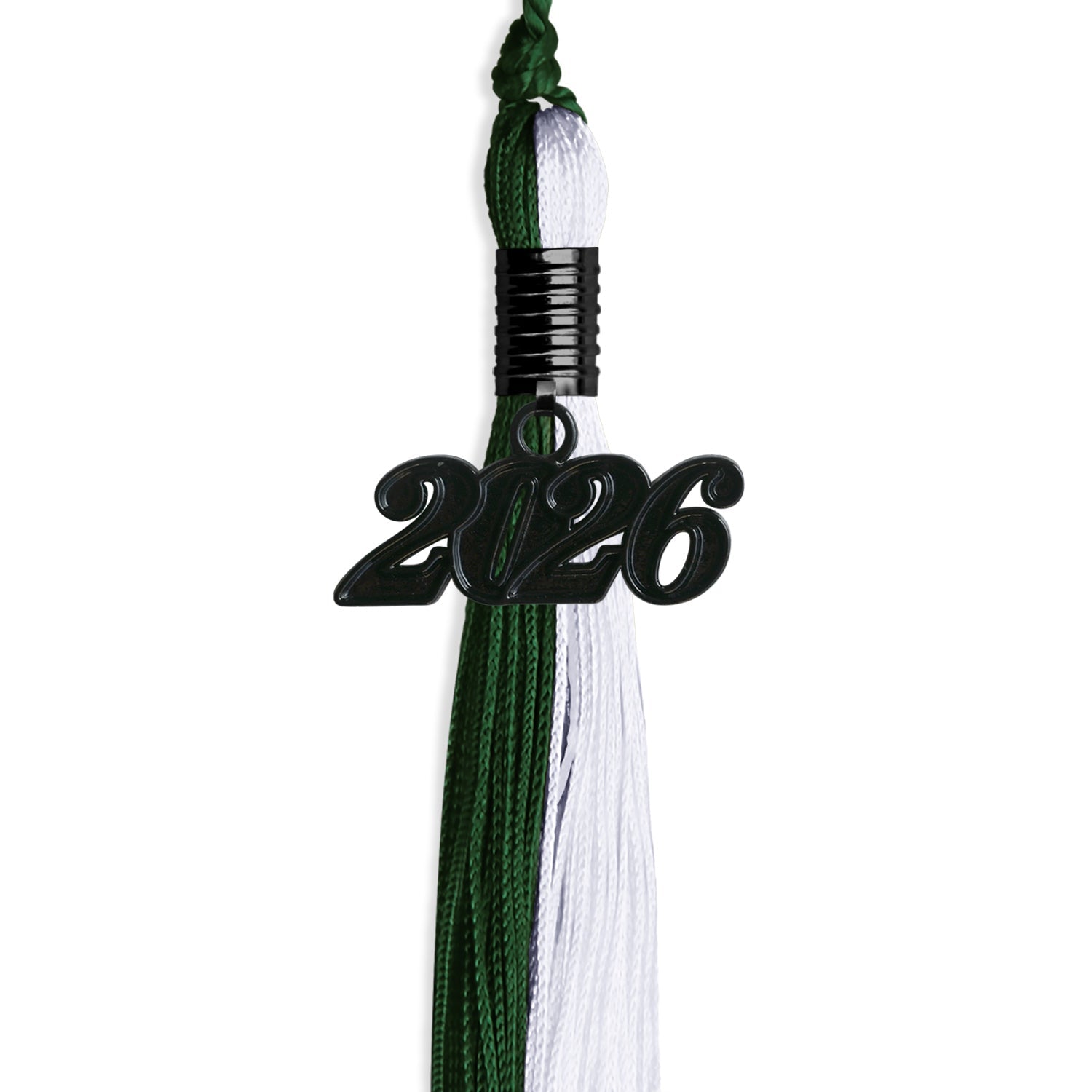Hunter Green/White Graduation Tassel with Black Date Drop - Endea Graduation