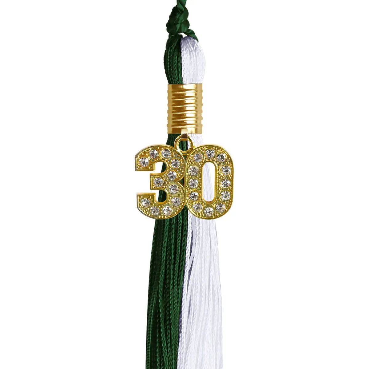 Hunter Green/White Graduation Tassel with Gold Bling Charm - Endea Graduation