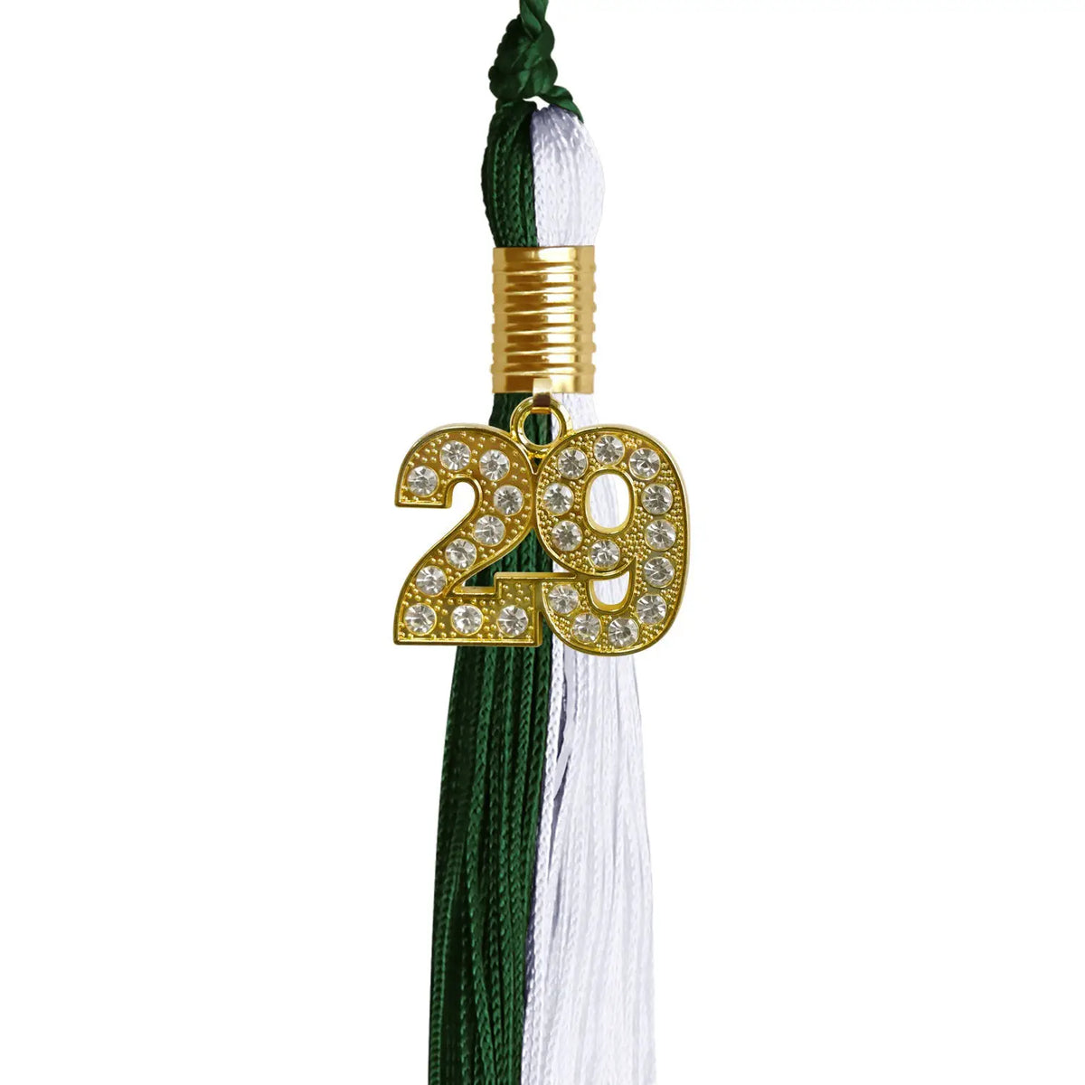 Hunter Green/White Graduation Tassel with Gold Bling Charm - Endea Graduation