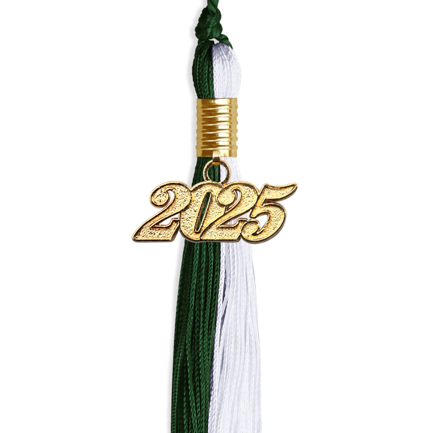 Hunter Green/White Graduation Tassel with Gold Date Drop - Endea Graduation