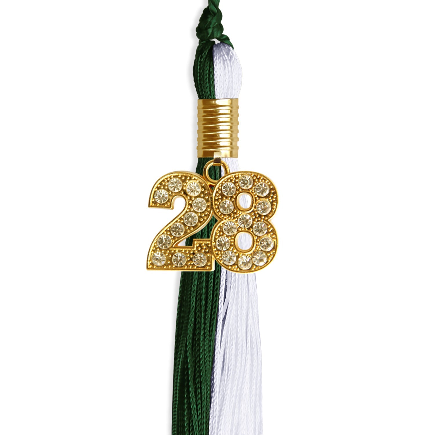 Hunter Green/White Graduation Tassel with Gold Date Drop - Endea Graduation