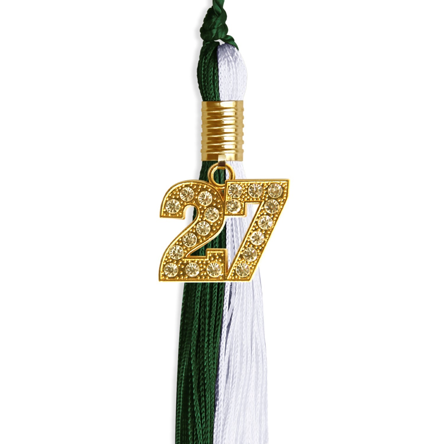 Hunter Green/White Graduation Tassel with Gold Date Drop - Endea Graduation